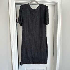 Vintage L Laurence Kazar New York Black Beaded‎ Dress